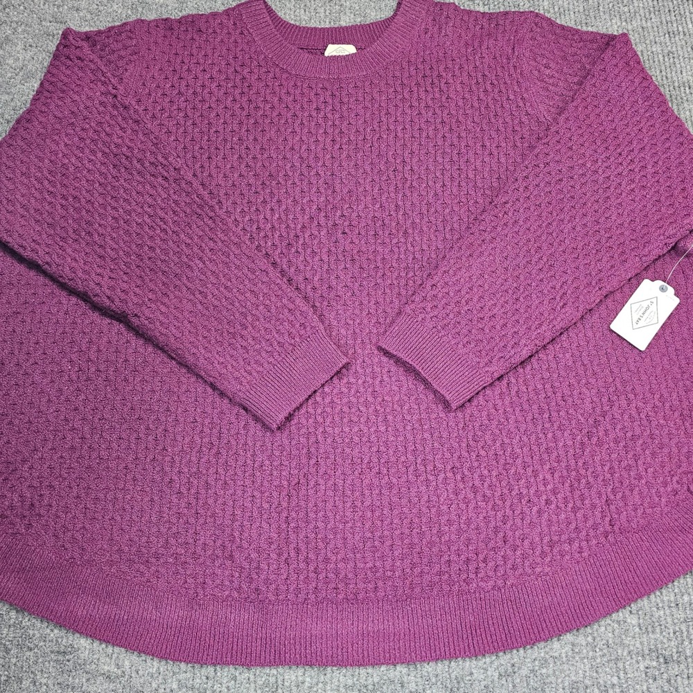 St. John's Bay Sweater Women 4X Classic Plum Pullover Textured Knit NWT